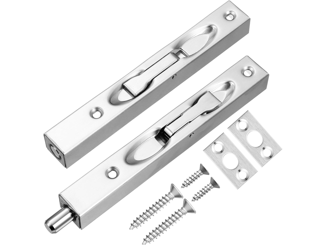 Conjunto De 2-fechaduras Embutir Porta Francesa Em Aço Inoxidável, Prata, 15cm 6 Polegadas