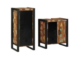 Vidaxl Conjunto De Móveis Para Banheiro 2 Unid. Multicolorido E Preto