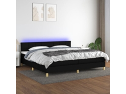 Vidaxl Cama Box Spring C/ Colchão e Led 200x200 Cm Tecido Preto