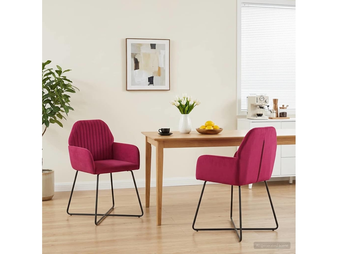 Vidaxl Cadeiras De Jantar 2 Unid. Veludo Vinho Vermelho