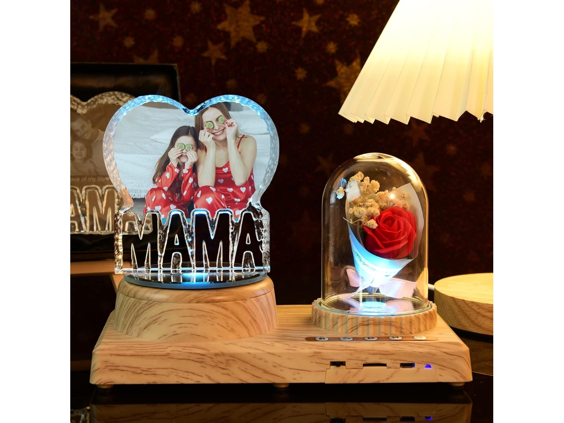 Luminária De Cristal 3d Com Foto Da Mamãe Presente Personalizado, Led 7-cores, Ideal Para O Dia Das Mães, Luz Noturna De