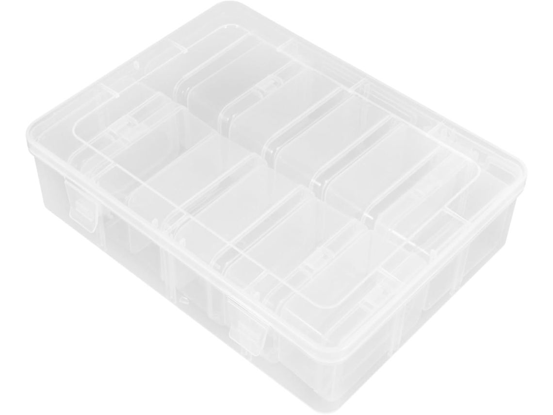 Caixa Organizadora Transparente Para Miçangas Com Tampa Articulada, Mini Caixa Empilhável.