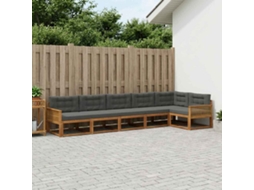 Vidaxl Conjunto De Sofás Para Exterior 6 Pcs Natural E Antracite