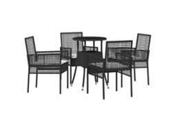 Conjunto 5 Móveis Para Exterior Vidaxl Preto Vime Pe (60 X 60 X 75 Cm)