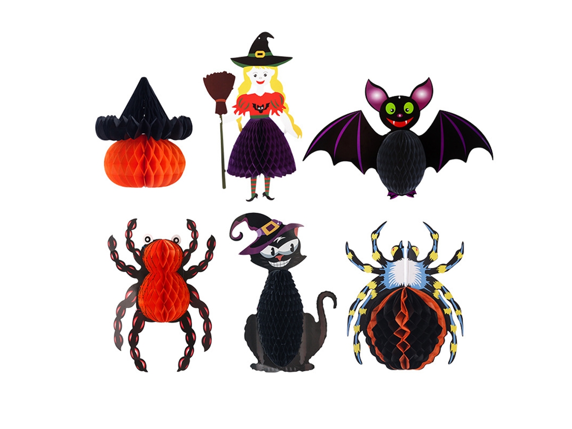 Ornamentos Halloween Bola De Favos Para Janelas De Loja