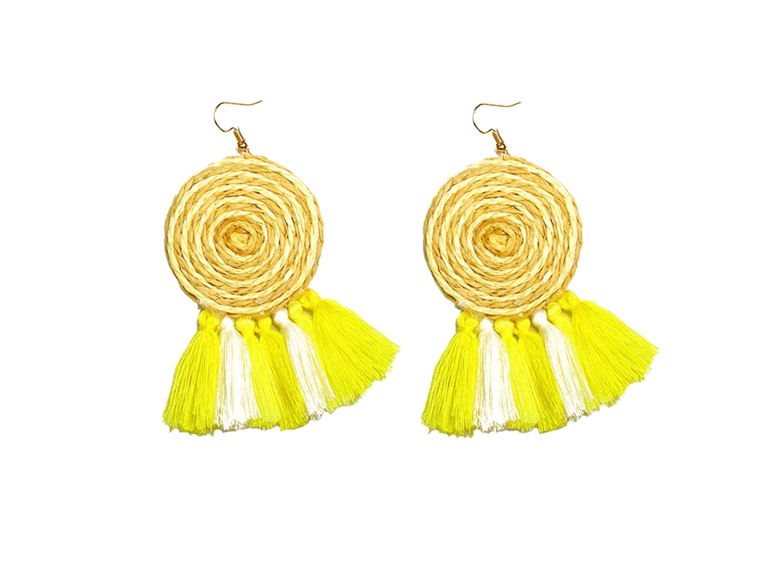 Brinco De Tela Com Tassel Circular Dinâmico Acessório Decorativo