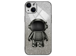 Suporte Casa Para Iphone 14 Plus Pele Sintética Preto