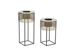 Conjunto de 2 Vasos de Metal Preto, 33x33x67cm ALEXANDRA HOUSE LIVING