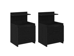 Bedside Cabinet, Bedside Cabinets Vidaxl Preto Madeira Processada (n/a)