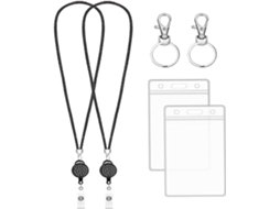 Cordão Retrátil Preto Upkoch Crachá, Em Plástico E Nylon, Ideal Festas E Decoração Escolar Design Destacável