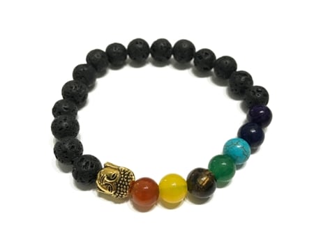 Pulseira de Pedra de Lava Buda Chakra Unidade 18X1 Cm