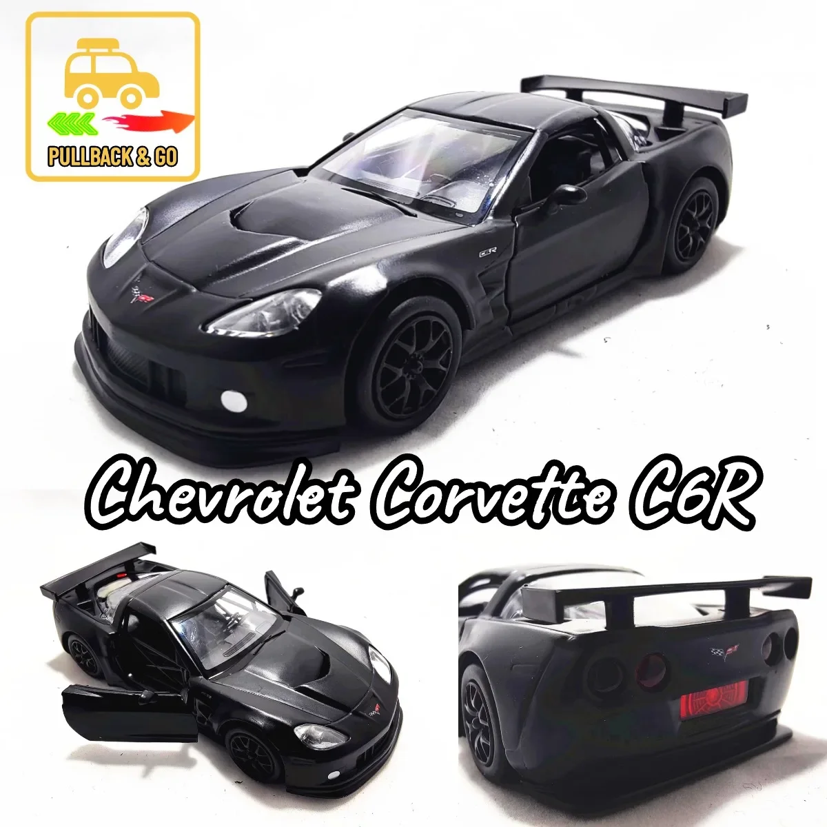 (modelo 5 Preto Fosco) Miniatura De Colecionador Em Escala 1:36 Do Chevrolet Corvette C6r C7 Em Metal Fundido
