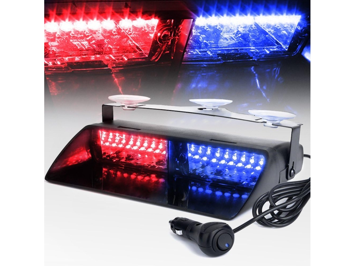 Aoresac 16 Leds Com 18 Modos De Intermitência Para Carro, Caminhão, Luz De Emergência, Luz Estroboscópica Com Adaptador