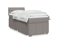 Vidaxl Cama Com Molas/colchão 100x200 Cm Tecido Cinza-acastanhado