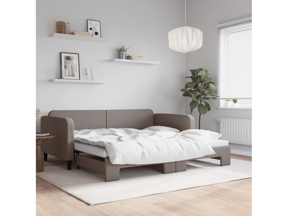Vidaxl Sofá-cama Com Gavetão 100x200 Cm Tecido Cinzento-acastanhado