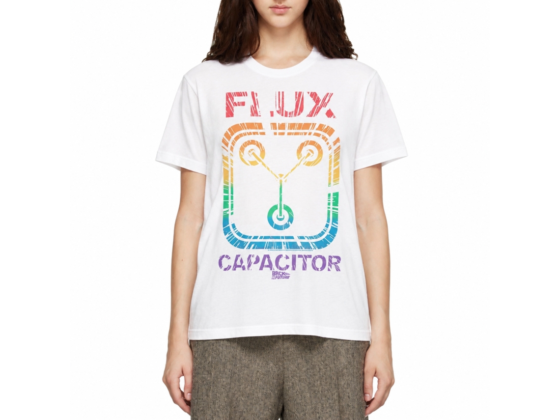 Rockinstone Back To The Future Movie Rainbow Flux White Adult T-shirt Size:xxxl