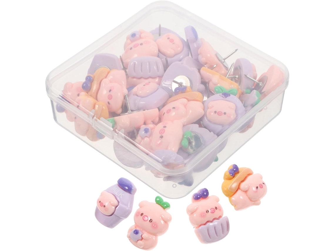Conjunto De 30 Alfinetes Decorativos Cortiça Com Desenhos Animais, Tachinhas Para Decoração De Cortiça Em Escritórios