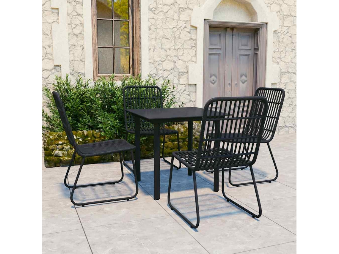 Vidaxl 5 Pcs Conjunto De Jantar Para Exterior Vime Pe E Vidro