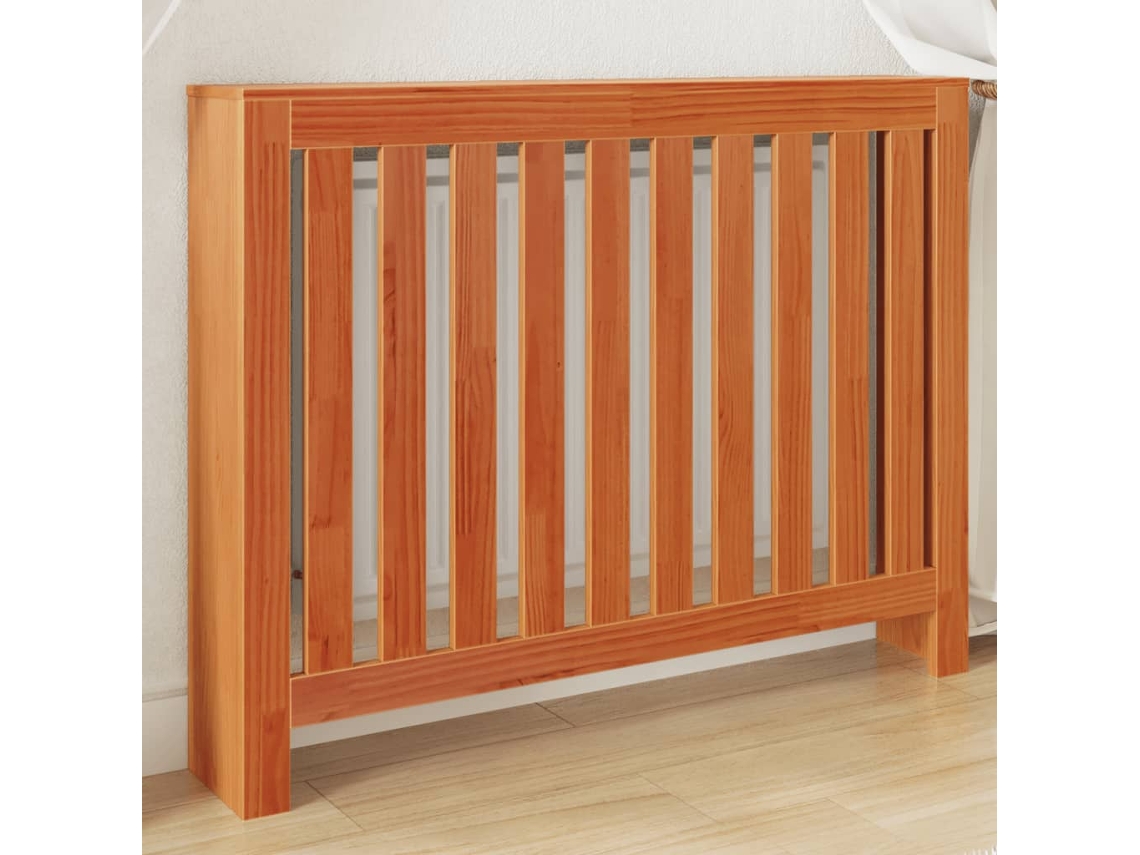 Vidaxl Cobertura De Radiador 108,5x19x84 Cm Pinho Maciço Castanho Cera