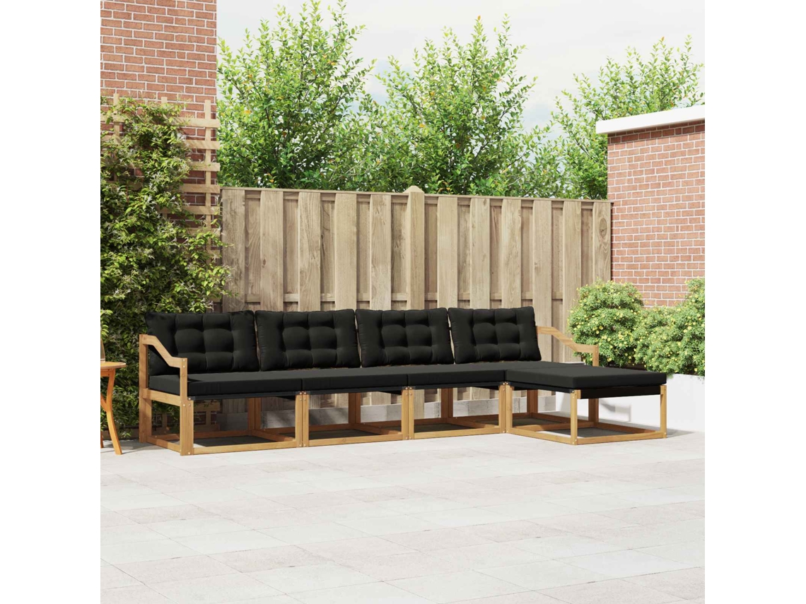 Vidaxl Conjunto De Sofás Para Exterior 5 Pcs Branco E Preto