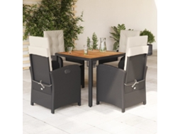 5 Pcs Conjunto De Jantar P/ Jardim C/ Almofadões Vime Pe Preto Dkd Home Decor