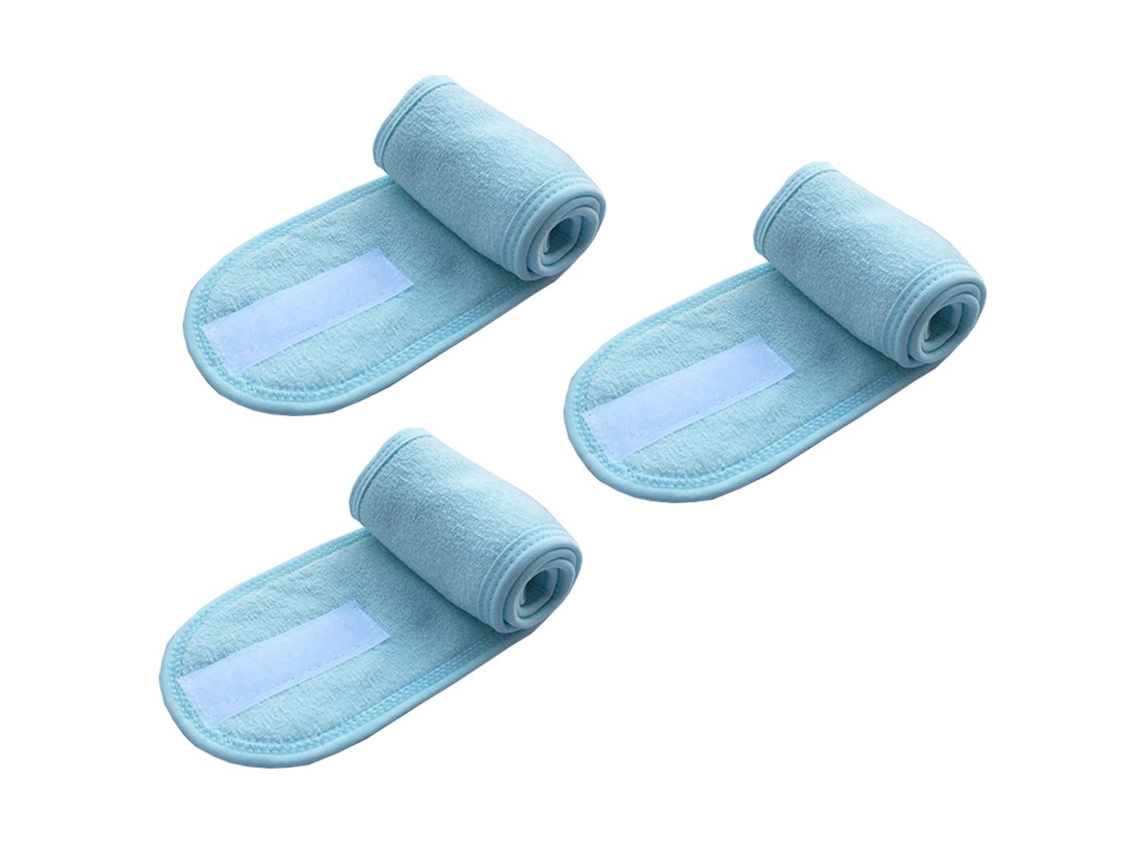Faixa de Cabeça 3 Contagens Faixa de Cabelo de Maquiagem Ajustável com Fita Mágica Envoltório de Cabeça para Cuidados Faciais MaquiJEDBESETZT