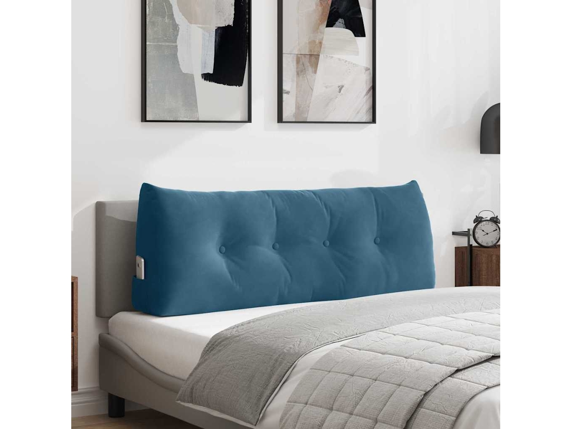 Vidaxl Travesseiro Para Costas Azul 120 X 24 X 50 Cm Veludo