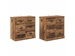 Conjunto de 2 aparadores com gaveta em madeira antiga 67,5x35,5x70 cm MAISON EXCLUSIVE