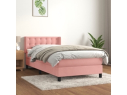 Vidaxl Cama Com Molas/colchão 100x200 Cm Veludo Rosa