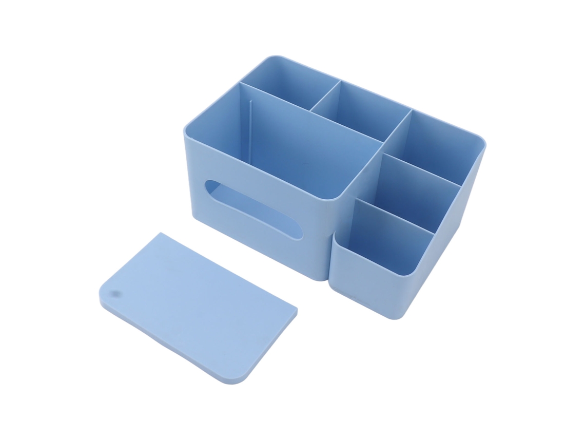 Organizador de caixa de papel higiênico com tampa plástica azul para home office em S/MARCA