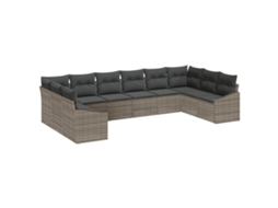 Conjunto 10 Conjunto De Sofá De Jardim Vidaxl Cinzento Vime Pe (344 X 178,5 X 69 Cm)
