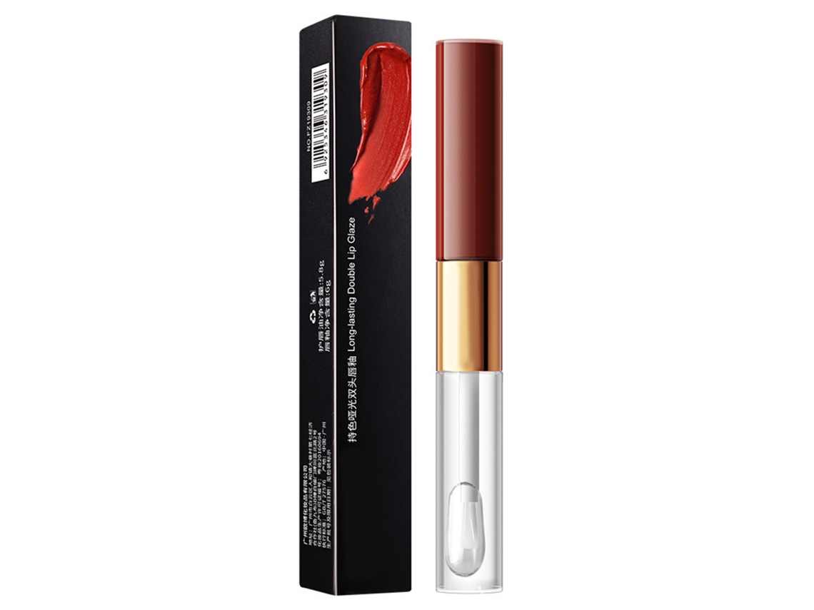 Glaze Labial De Cor Vermelho Lápis Labial De Duas Pontas Antiaderente Impermeável E De Longa Duração Para Festas E Compras