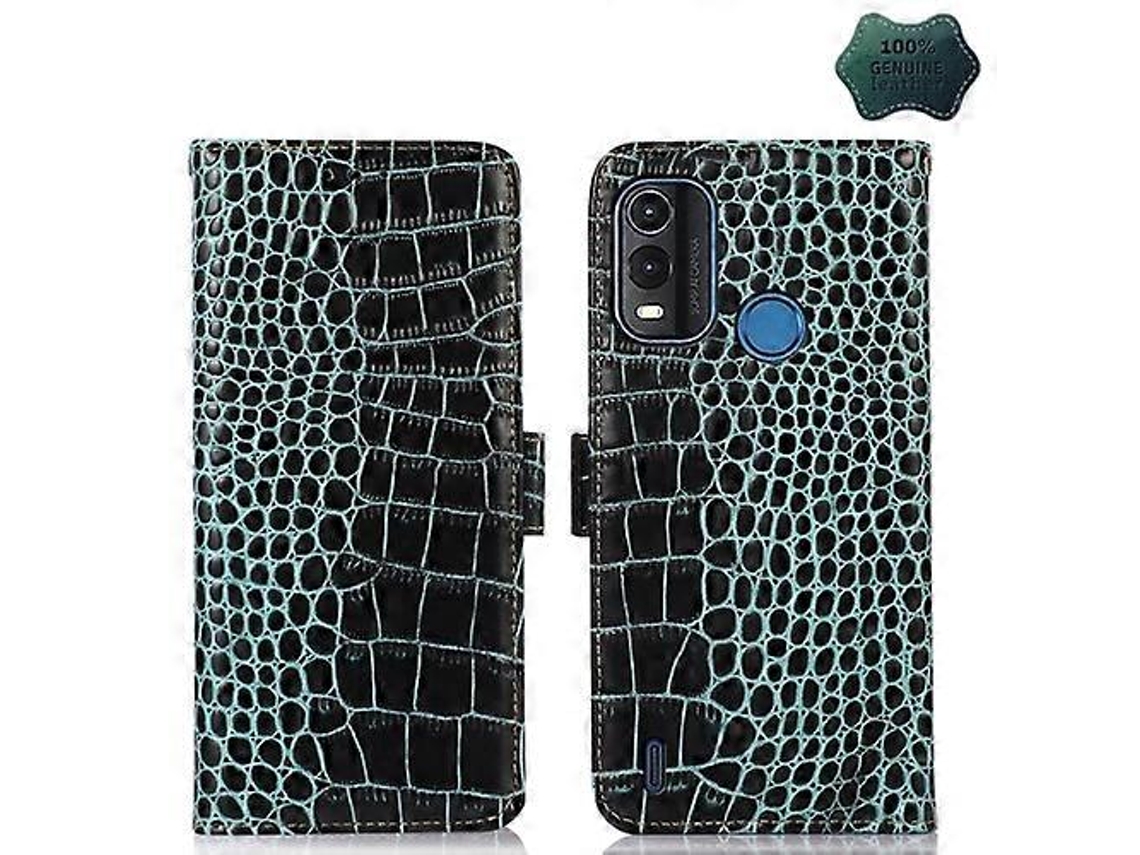 Capa De Celular Em Couro De Crocodilo Com Camada Superior De Couro Bovino Para Nokia G11 Plus