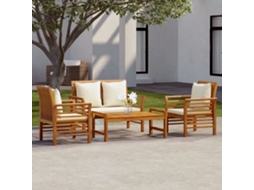 Vidaxl 4 Pcs Conjunto Lounge De Jardim Com Almofadões Acácia Maciça