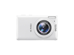 Câmera digital compacta Yizhood 4K para vlogs iniciantes, foco automático, 64 MP, zoom digital 18x, branca