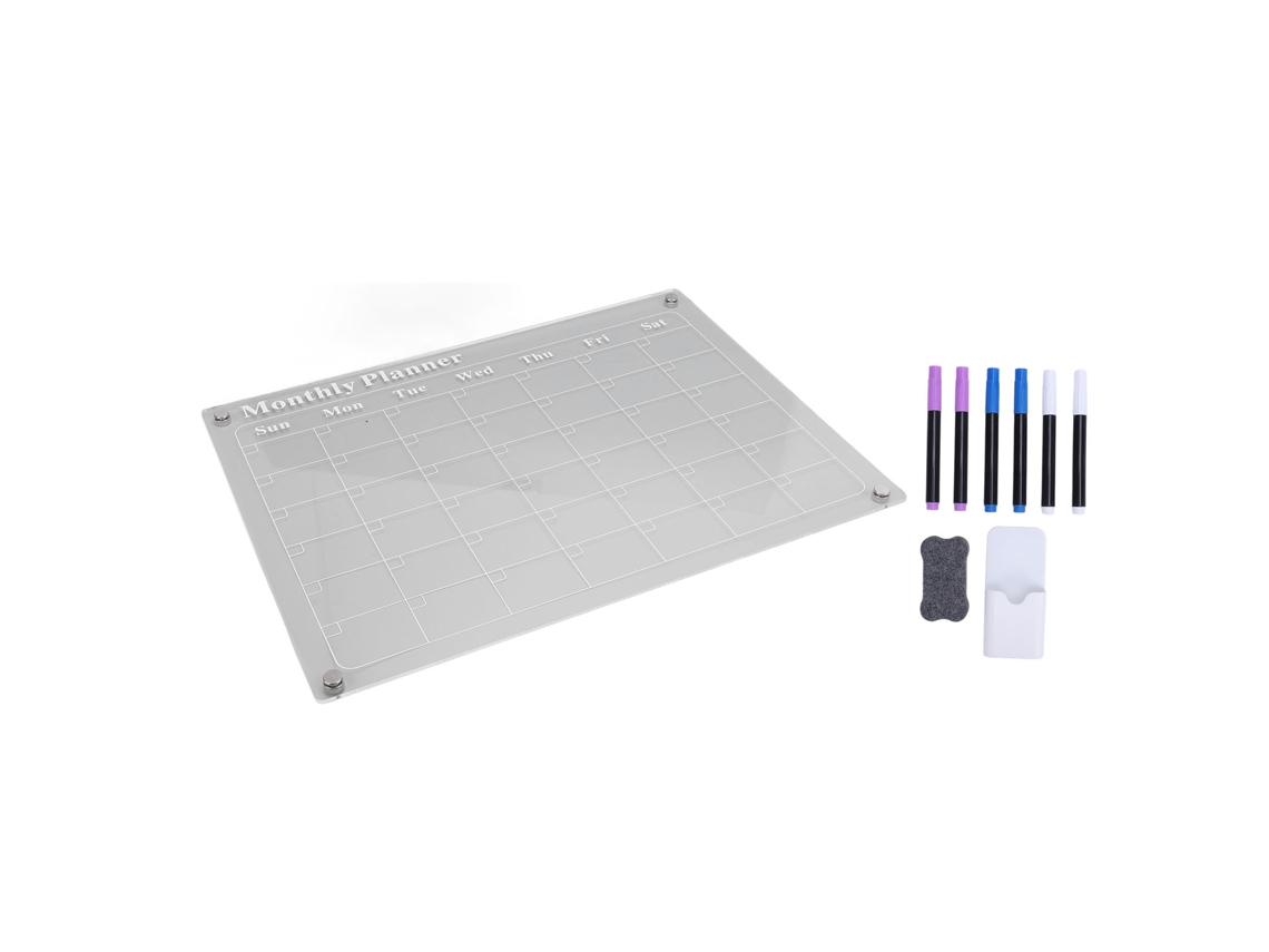 Quadro De Calendário De Acrílico Com Limpeza A Seco, Transparente, Com 6 Marcadores De 3 Cores Para Casa.
