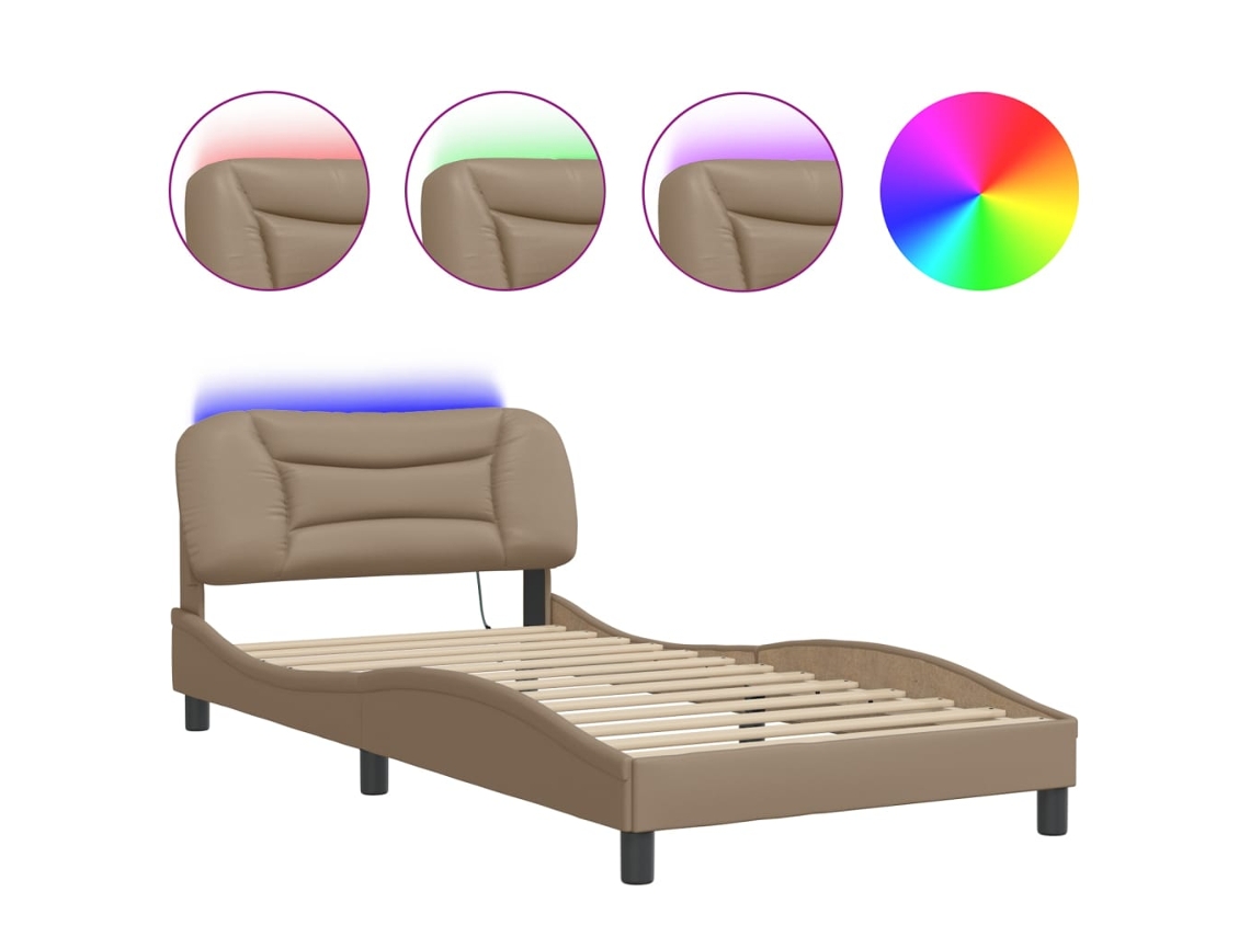 Bed Frame, Bed Frames Vidaxl Marrom Couro Artificial (100 X 200 Cm)