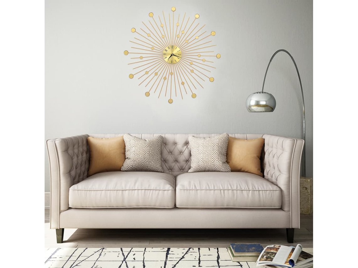 Vidaxl Relógio De Parede Metal 70 Cm Dourado