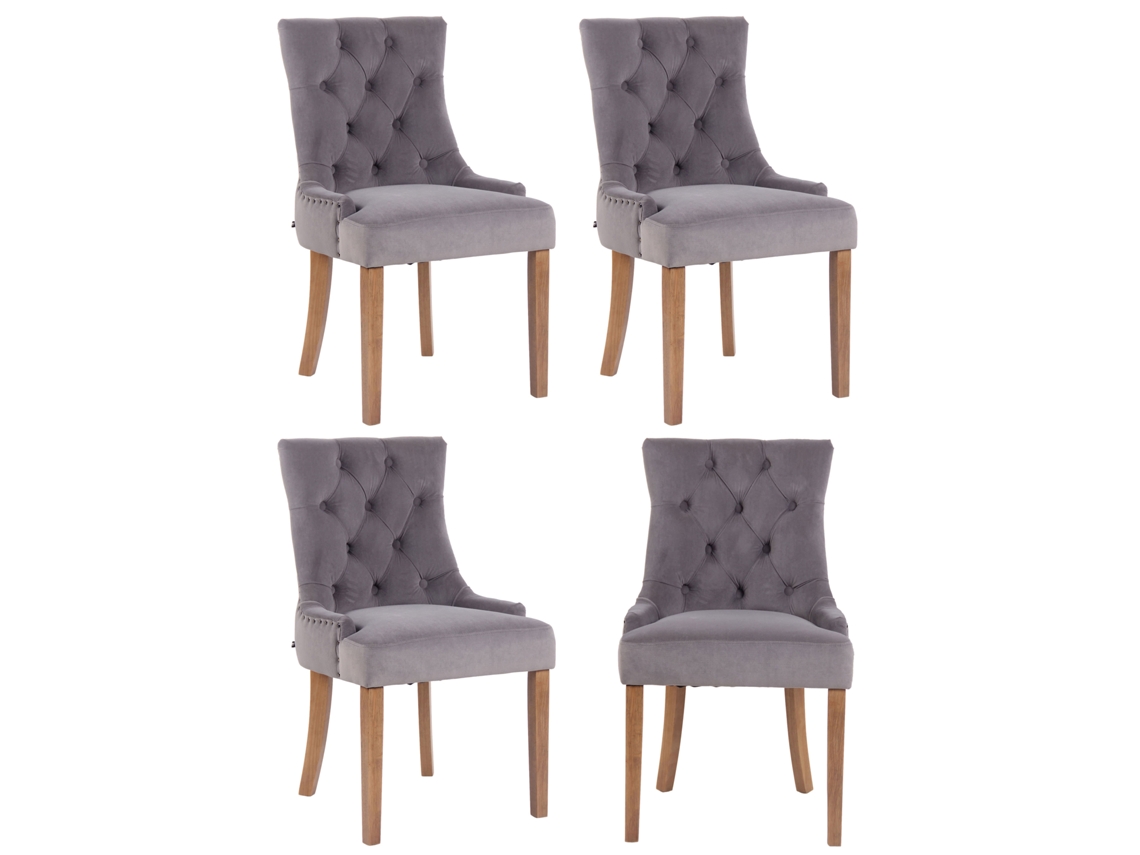 Conjunto de 4 cadeiras de jantar Veludo Aberdeen cinza/antigo claro CLP