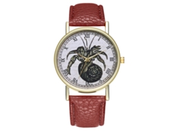 Relógio feminino de quartzo com pulseira de couro PU, mostrador redondo grande, estilo moderno (marrom)