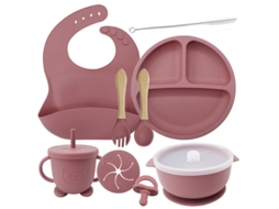 Faqueiro Infantil Em Silicone, Conjunto Para Bebé Com 7 Peças Rosa-escuro Panoona