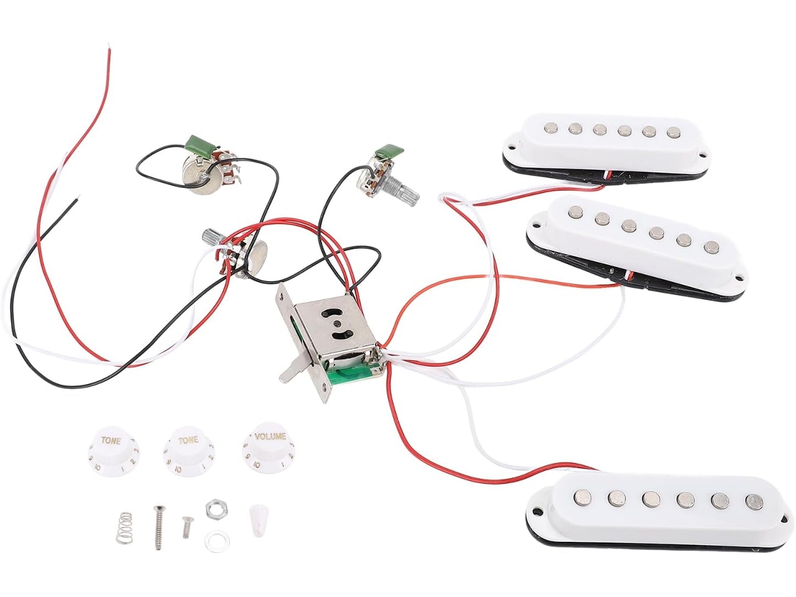 Kit De Captadores De Guitarra Elétrica Single Coil Timbre Volume Line Kit Para St Panel Branco