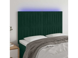 Vidaxl Cabeceira De Cama C/ Led Veludo 144x5x118/128 Cm Verde-escuro