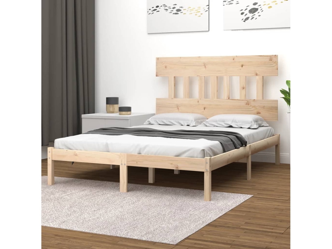 Estrutura De Cama 140x190 Cm Madeira Maciça
