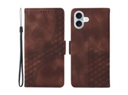 Capa Em Couro Pu, Para Apple Iphone 16 Plus Castanho