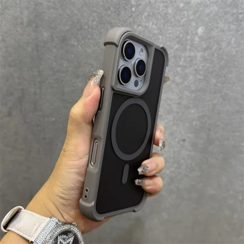 (para Iphone 14 Cinza) Capa Protetora, Compatível Com Carregamento Sem Fio E Encaixe Magnético Magsafe.
