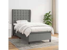 Vidaxl Cama Com Molas/colchão 90x200 Cm Tecido Cinzento-escuro