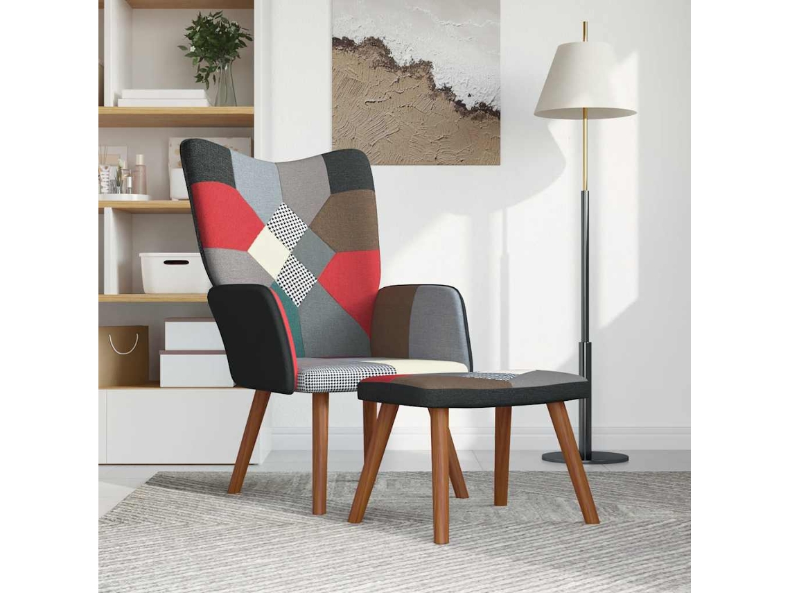 Cadeira De Descanso | Poltrona | Cadeira De Relaxamento Com Banco Tecido De Retalhos Lovely Home