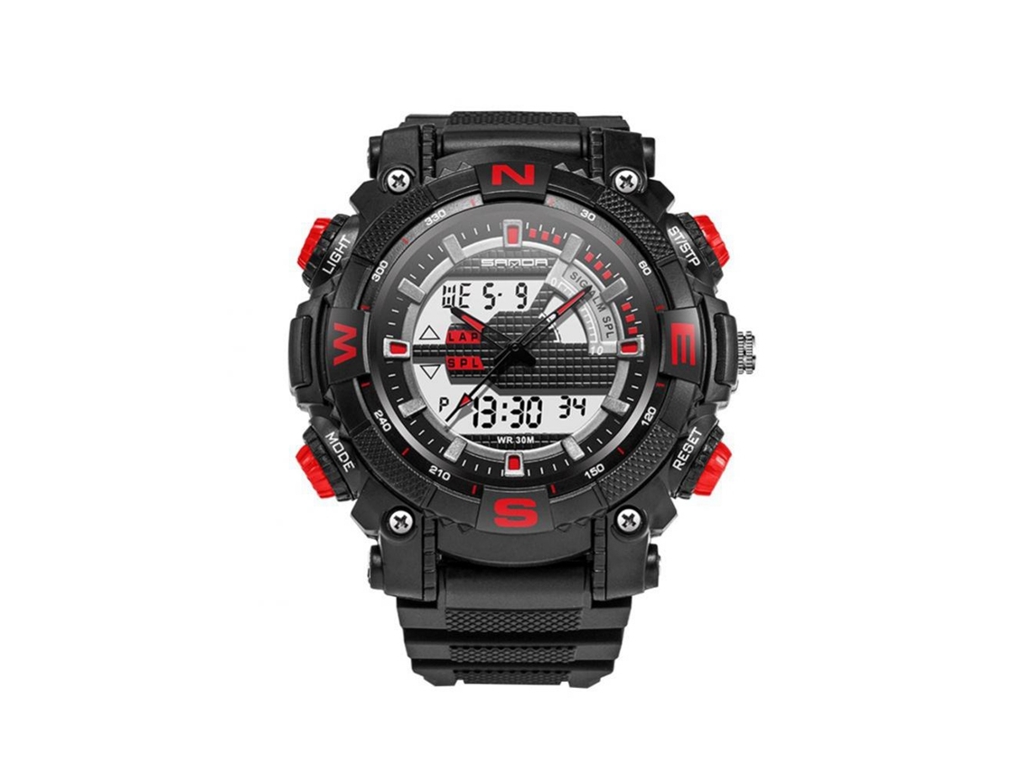 Reloj Electrónico Multifuncional Sanda Luminoso De Pulsera (negro, Rojo)
