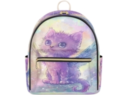 Mochila Tropicallife Angel em Couro com Estampa de Gatinho Fofo para Mulheres e Meninas Estampas Pe Impermeável